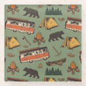 Motor Zuhause Camp Abenteuer Muster Glasuntersetzer (Vorderseite)