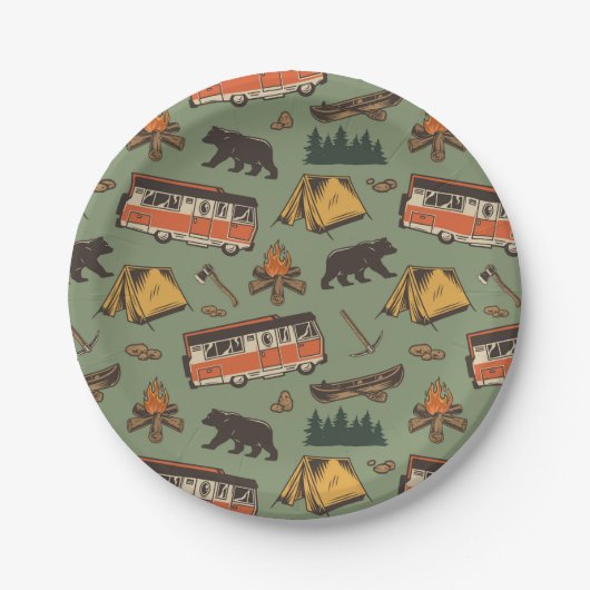 Motor Zuhause Camp Abenteuer Muster Pappteller (Vorderseite)
