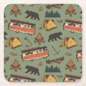 Motor Zuhause Camp Abenteuer Muster Rechteckiger Pappuntersetzer (Vorderseite)