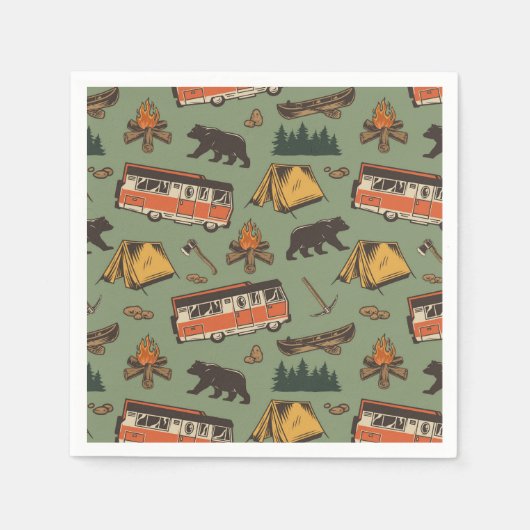 Motor Zuhause Camp Abenteuer Muster Serviette (Vorderseite)