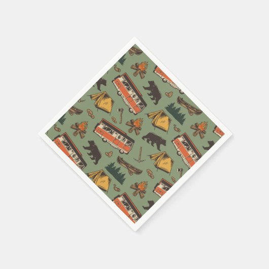 Motor Zuhause Camp Abenteuer Muster Serviette (Ecke)