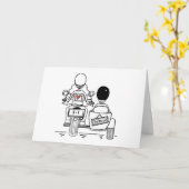 Motorbike and Sidecar Wedding Karte (Gelbe Blume)