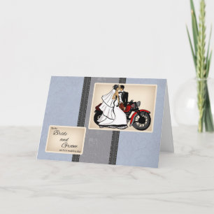 Motorbike Bride And Groom Congratulations Card Karte