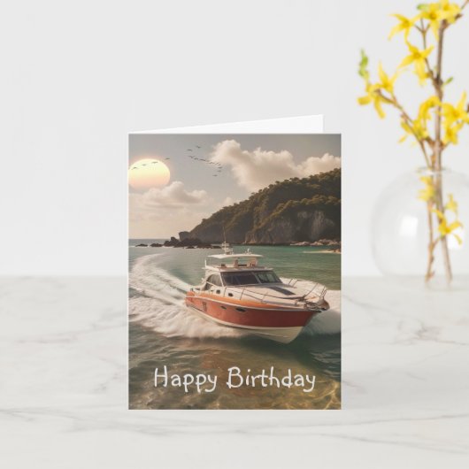 Motorboot Birthday Karte (Gelbe Blume)