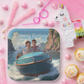 Motorboot Birthday Pappteller (Party)