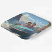 Motorboot Birthday Pappteller (Gewinkelt)