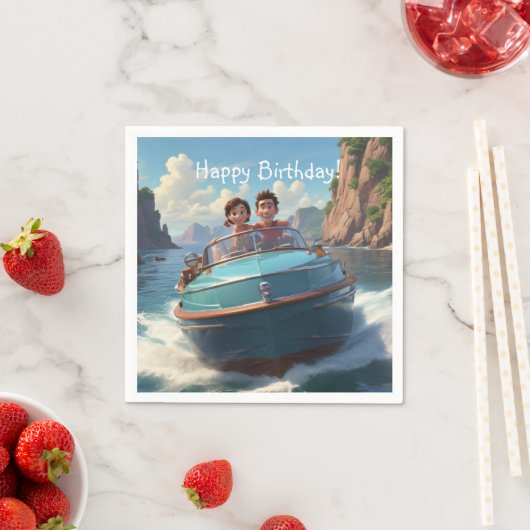Motorboot Birthday Serviette (Beispiel)