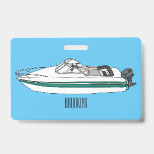 Motorboot Cartoon-Illustration Ausweis