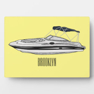 Motorboot Cartoon-Illustration Fotoplatte