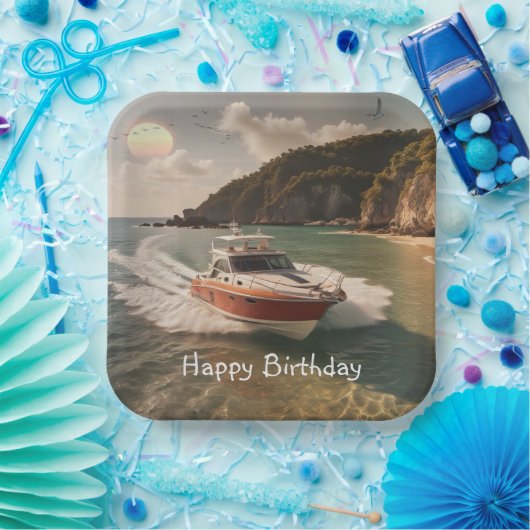 Motorboot Geburtstag Pappteller (Party)