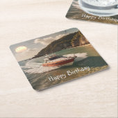 Motorboot Geburtstag Rechteckiger Pappuntersetzer (angewinkelt)