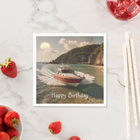 Motorboot Geburtstag Serviette (Beispiel)