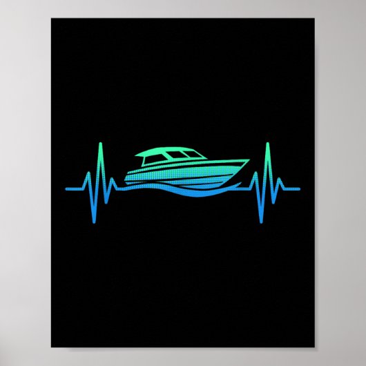 Motorboot Herzschlag Motorboating Kapitän Poster (Vorne)