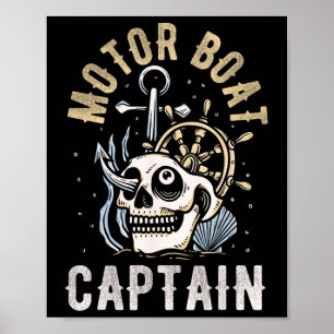 Motorboot Kapitän Funny Pontoon Boot Motor Bootmot Poster