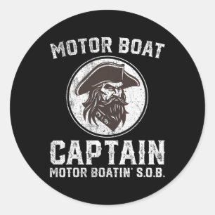 Motorboot Kapitän Funny Pontoon Boot Motor Bootmot Runder Aufkleber