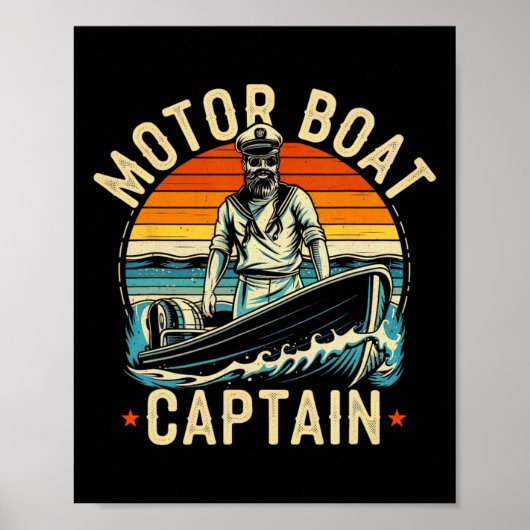 Motorboot Kapitän Funny Pontoon Boot Motorboot Poster (Vorne)