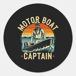 Motorboot Kapitän Funny Pontoon Boot Motorboot Runder Aufkleber