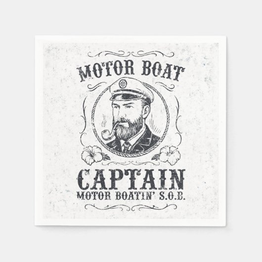 Motorboot Kapitän Funny Pontoon Boot Serviette (Vorderseite)