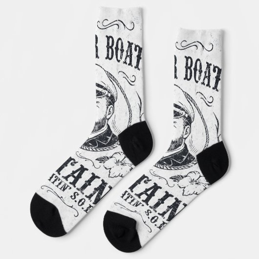 Motorboot Kapitän Funny Pontoon Boot Socken (Linkes Detail)