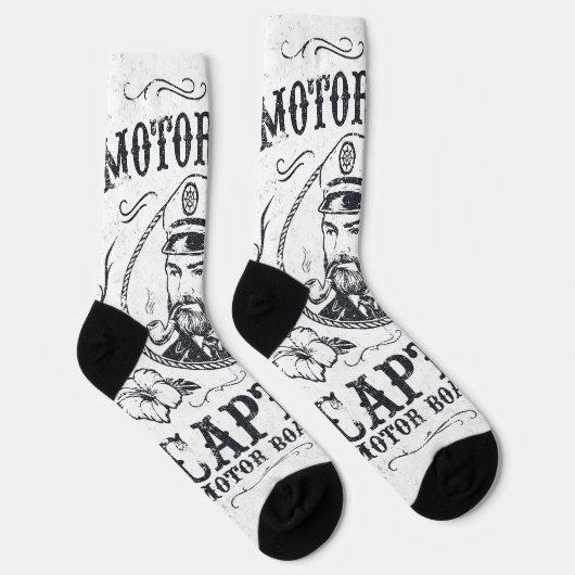 Motorboot Kapitän Funny Pontoon Boot Socken (Rechts)