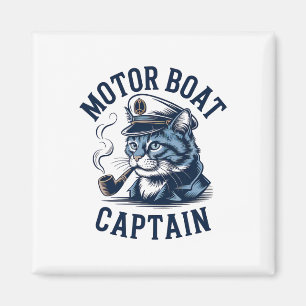 Motorboot Kapitän Katze Shirt Lustig Angeln Ponton Magnet