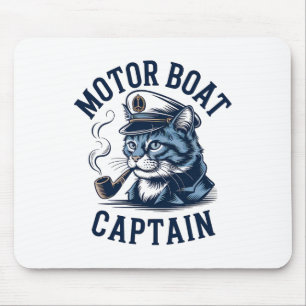 Motorboot Kapitän Katze Shirt Lustig Fischen Ponto Mousepad