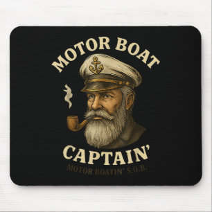 Motorboot Kapitän Lustig Ponton Bootfahren Motor B Mousepad