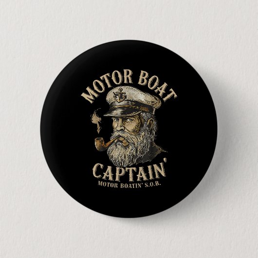 Motorboot Kapitän Lustig Ponton Bootfahren Motorbo Button (Vorderseite)