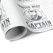 Motorboot Kapitän Lustig Pontoon Bootfahren Geschenkpapier (Rolleneckpunkt)