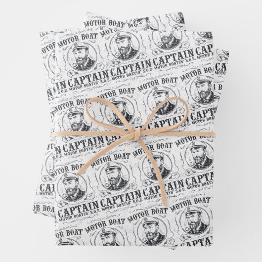 Motorboot Kapitän Lustig Pontoon Bootfahren Geschenkpapier Set (Beispiel)