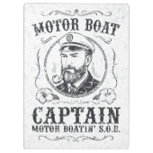 Motorboot Kapitän Lustig Pontoon Bootfahren Klemmbrett (Rückseite)
