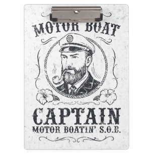 Motorboot Kapitän Lustig Pontoon Bootfahren Klemmbrett
