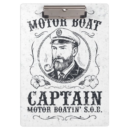 Motorboot Kapitän Lustig Pontoon Bootfahren Klemmbrett (Vorderseite)