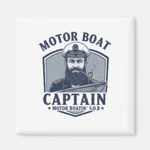 Motorboot Kapitän Lustig Pontoon Bootfahren Motorb Magnet