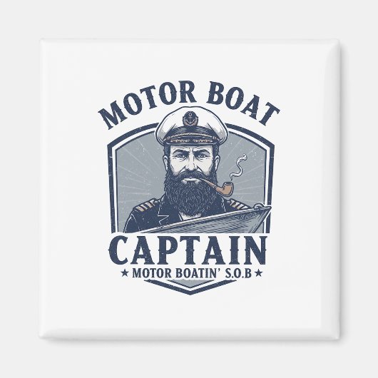 Motorboot Kapitän Lustig Pontoon Bootfahren Motorb Magnet (Vorne)