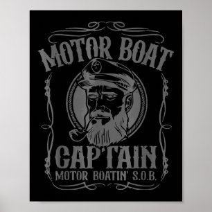 Motorboot Kapitän Lustig Pontoon Bootfahren Motorb Poster