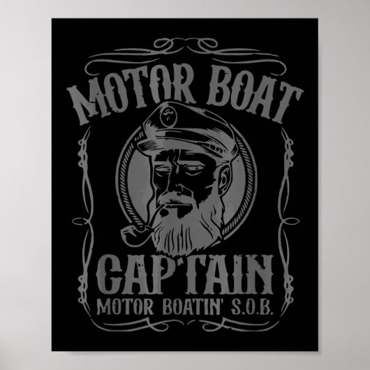 Motorboot Kapitän Lustig Pontoon Bootfahren Motorb Poster (Vorne)