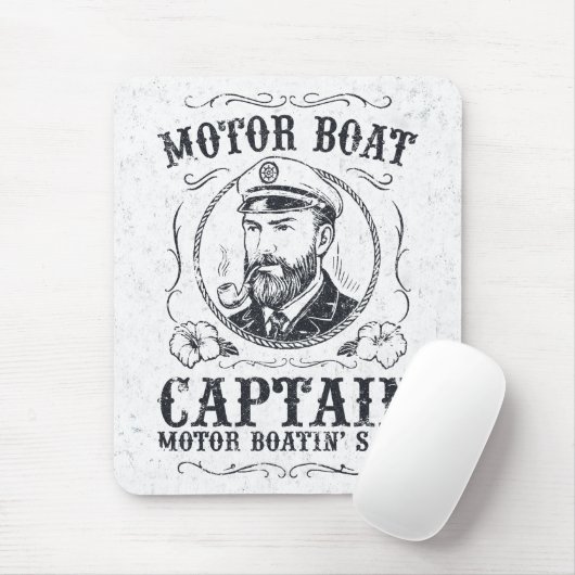 Motorboot Kapitän Lustig Pontoon Bootfahren Mousepad (Mit Mouse)
