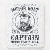 Motorboot Kapitän Lustig Pontoon Bootfahren Mousepad (Vorne)
