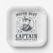 Motorboot Kapitän Lustig Pontoon Bootfahren Pappteller (Vorderseite)