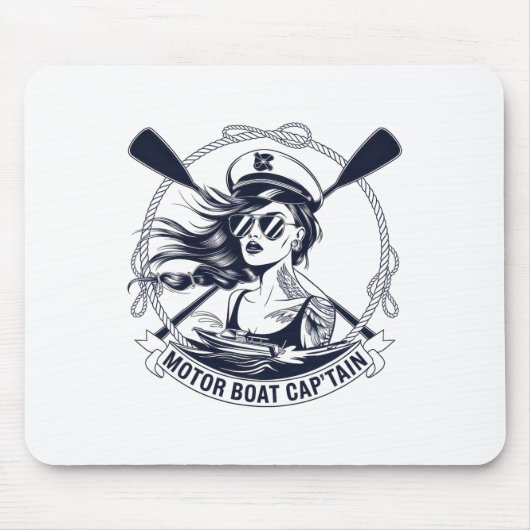 Motorboot Kapitän Männer Frauen Pontoon Booten Mousepad (Vorne)
