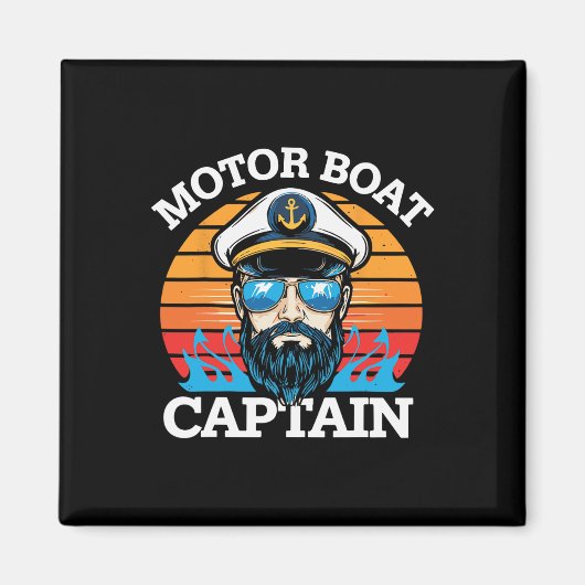 Motorboot Kapitän Retro Nautical Cool Ocean Sailo Magnet (Vorne)