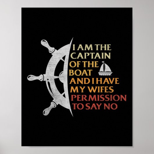 Motorboot Kapitän Sail Pontoon Boot Segler Spaß Poster (Vorne)
