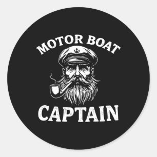 Motorboot Kapitän T-Shirt Sailin Runder Aufkleber