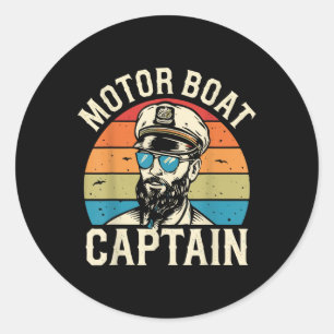 Motorboot Kapitän Vintage Nautical Ozean Abenteuer Runder Aufkleber