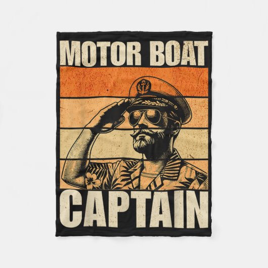 Motorboot Kapitän Vintage Retro Lustig Fleecedecke (Vorderseite)