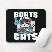 Motorboot Katze Kapitän Schnellboot Besitzer Motor Mousepad (Mit Mouse)