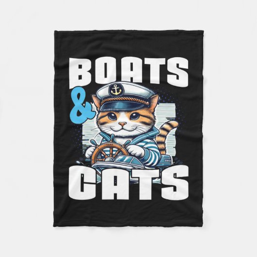 Motorboot Katze Kapitän Speedboot Besitzer Motorbo Fleecedecke (Vorderseite)