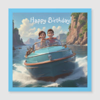 Motorboot Magnetic Birthday Card
