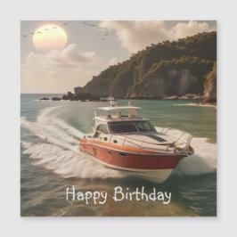 Motorboot Magnetic Birthday Card Magnetkarte